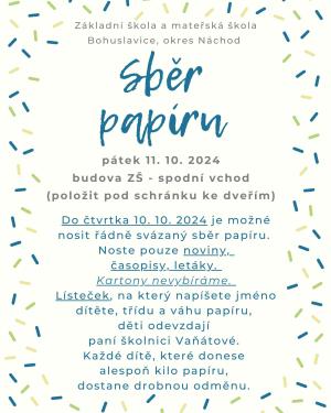 Sběr papíru - podzim 2024